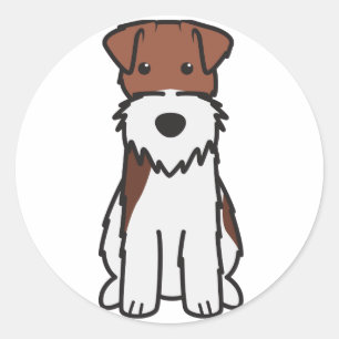 Wire Fox Terrier-Tecknad, Hund Runt Klistermärke
