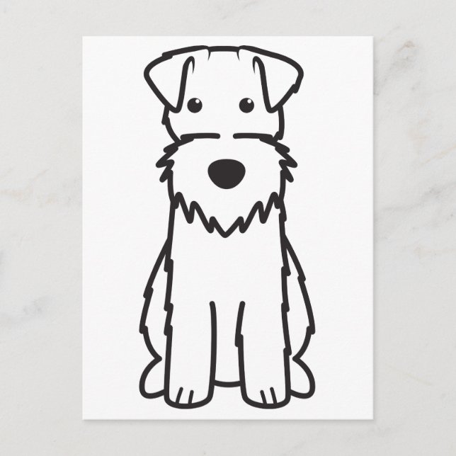 Wire Fox Terrier-Tecknad, Hund Vykort (Framsida)