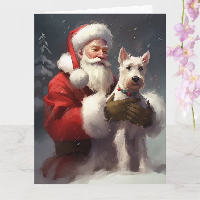 Wire Fox Terrier Tomte Jul Firande Jul Kort (Orkide)