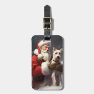 Wire Fox Terrier Tomte Julfirande Jul Bagagebricka