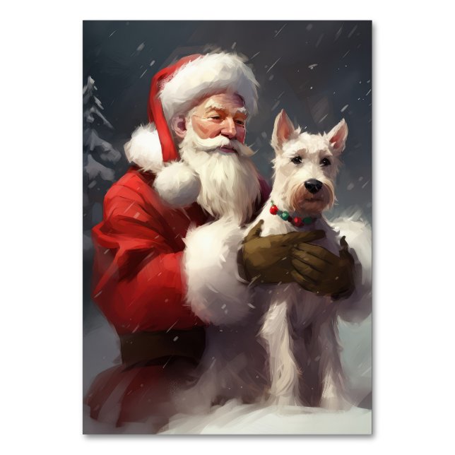 Wire Fox Terrier Tomte Julfirande Jul Bordsnummer (Framsidan)