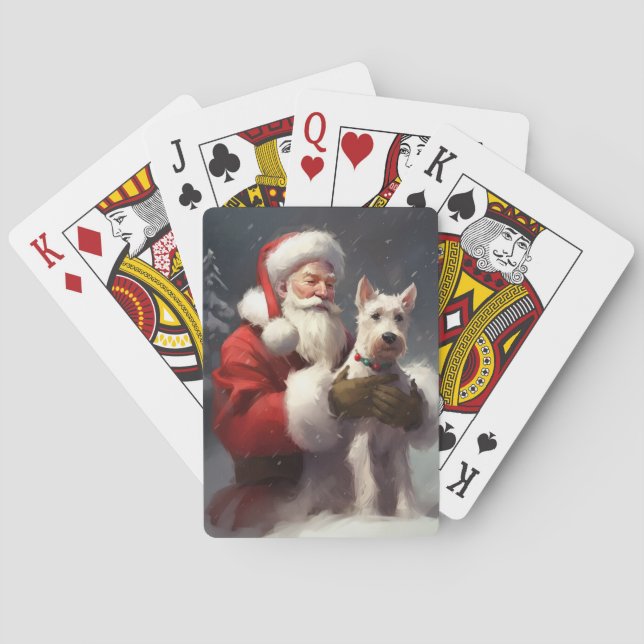 Wire Fox Terrier Tomte Julfirande Jul Casinokort (Baksidan)