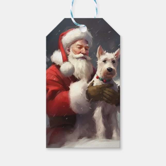 Wire Fox Terrier Tomte Julfirande Jul Presentetikett (Framsidan)