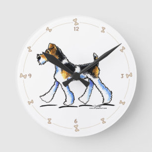 Wire Fox Terrier Trot Rund Klocka