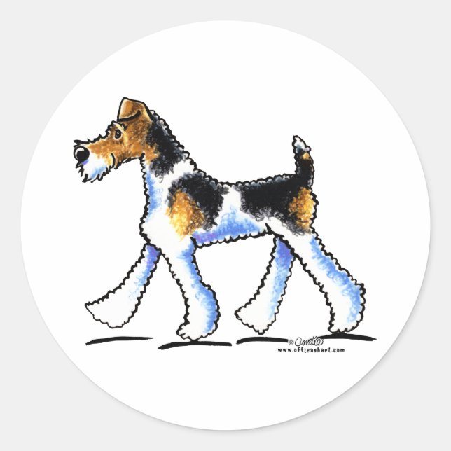 Wire Fox Terrier Trot Runt Klistermärke (Framsida)