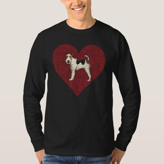 Wire Fox Terrier Valentines day Hund Kärlek Finger T Shirt (Framsida)