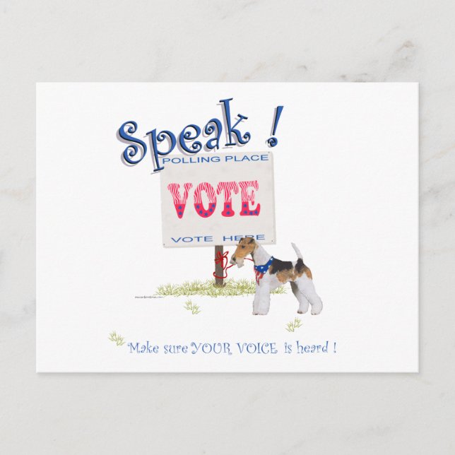 Wire Fox Terrier Voting Voice Vykort (Framsida)