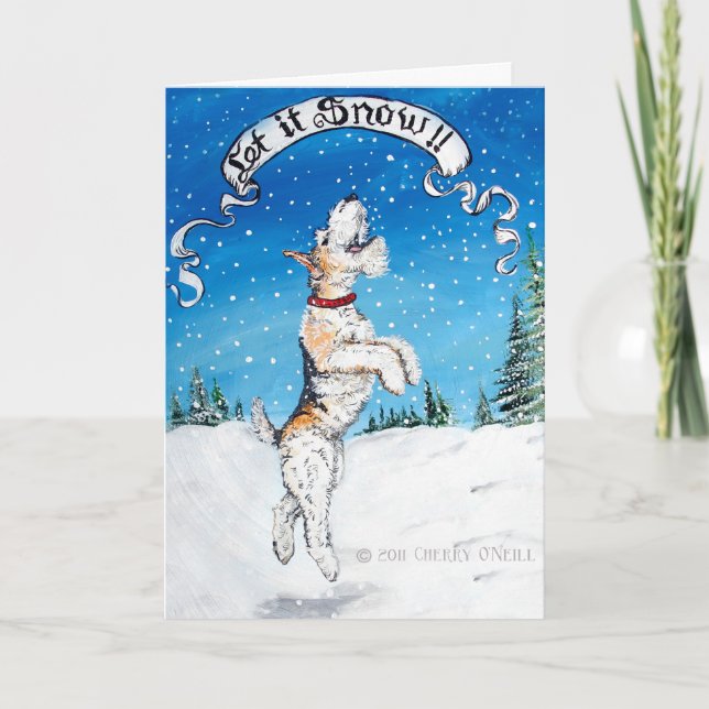 Wire Fox Terrier Winter Helgkort (Framsida)