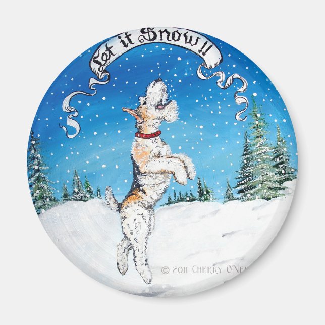 Wire Fox Terrier Winter Magnet (Framsidan)