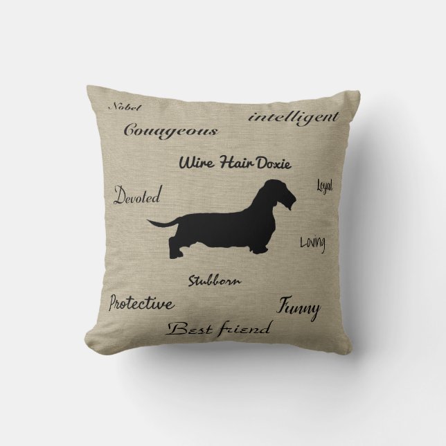Wire Hair Dachshund Pillow Kudde (Framsida)