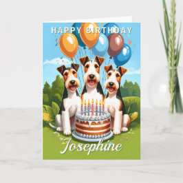 Wire Hair Fox Terriers Birthday Kort