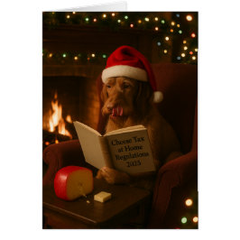 Wire haired Vizsla 'Cheese Tax' Christmas card Hälsningskort