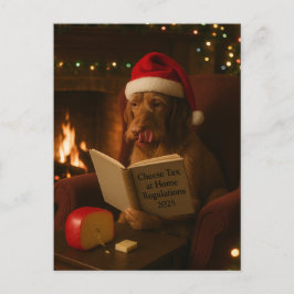 Wire haired Vizsla 'Cheese Tax' Christmas postcard Vykort
