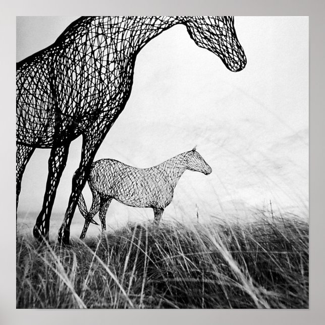 Wire Horses på Canvas av LLR Poster (Framsidan)