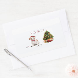 Wire Hred Jack Russell Hund från julen Rektangulärt Klistermärke