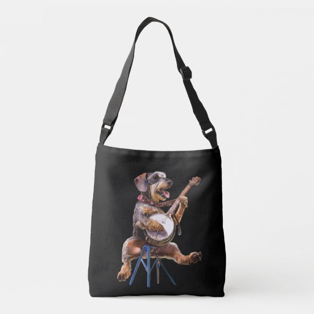 Wire-Hved Dachshund Plutning Banjo Crossbody Bag Axelväska (Baksida)