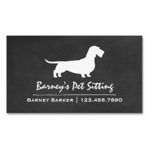 Wire Hved Dachshund Silhouette Chalkboard Stil Magnetiska Visitkort