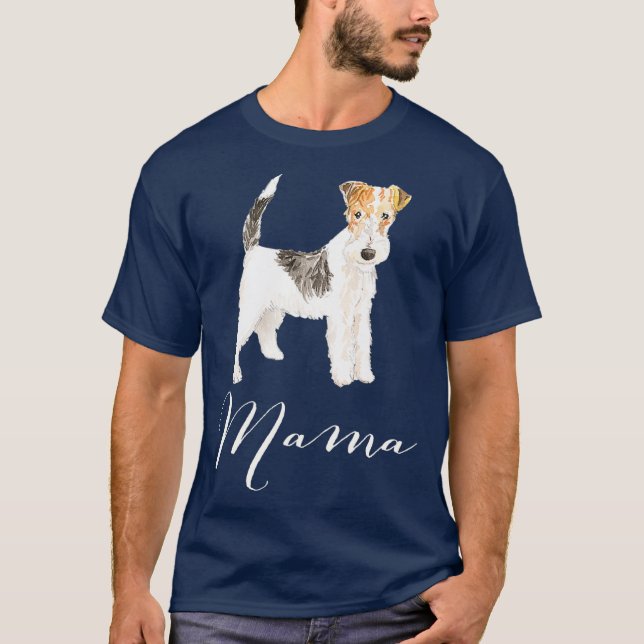 Wire Hved Fox Terrier Hund Hund Mamma T Shirt (Framsida)