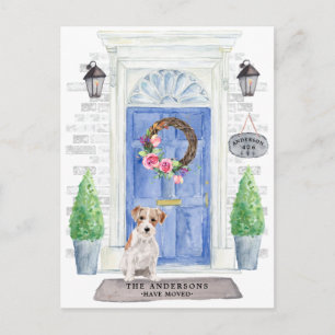 Wire Hved Jack Russell Flytta Announcement Vykort