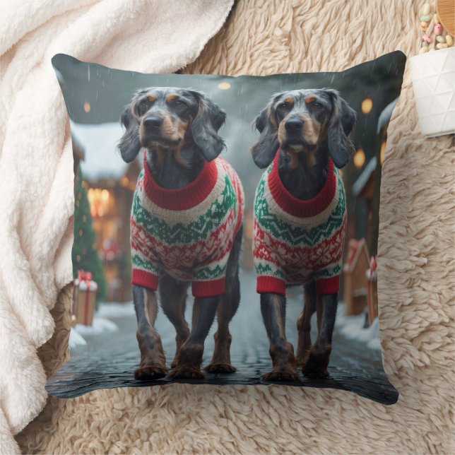Wired Haired Pointing Griffon Dogs Christmas Snow  Kudde (Filt)