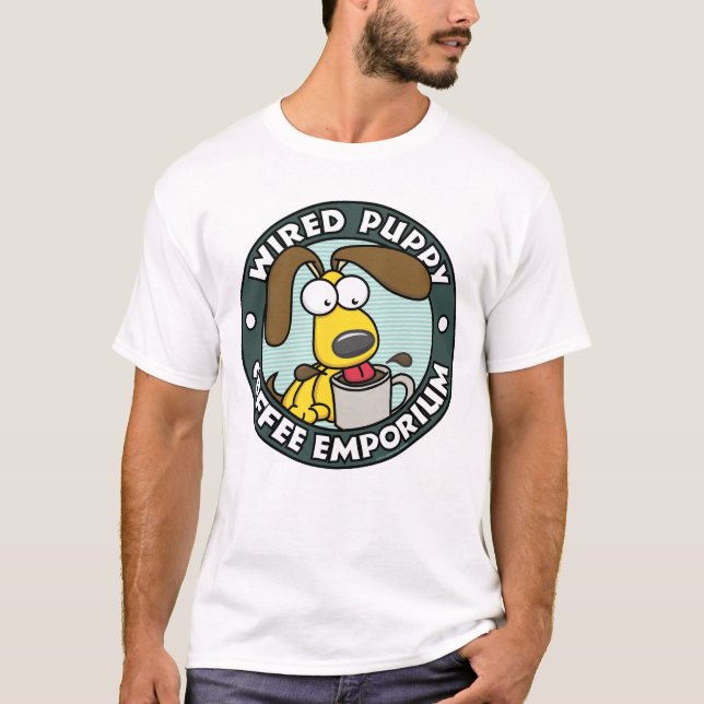 Wired Puppy Coffee Emporium T Shirt (Framsida)