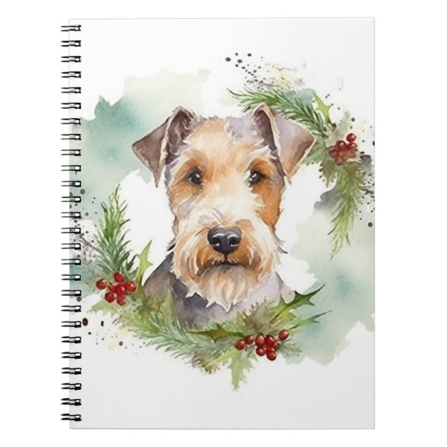 Wirefox Terrier God Jul Utandning Festive Valp Anteckningsbok (Framsidan)