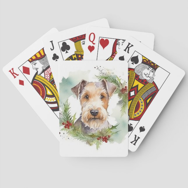 Wirefox Terrier God Jul Utandning Festive Valp Casinokort (Baksidan)