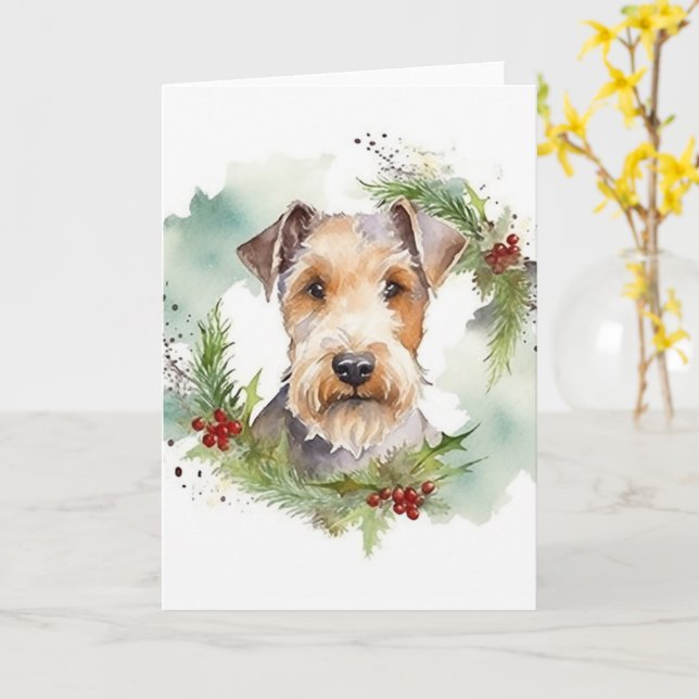 Wirefox Terrier God Jul Utandning Festive Valp Kort (Gul blomma)