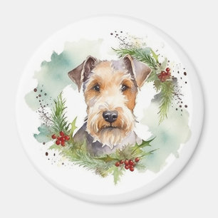 Wirefox Terrier God Jul Utandning Festive Valp Magnet