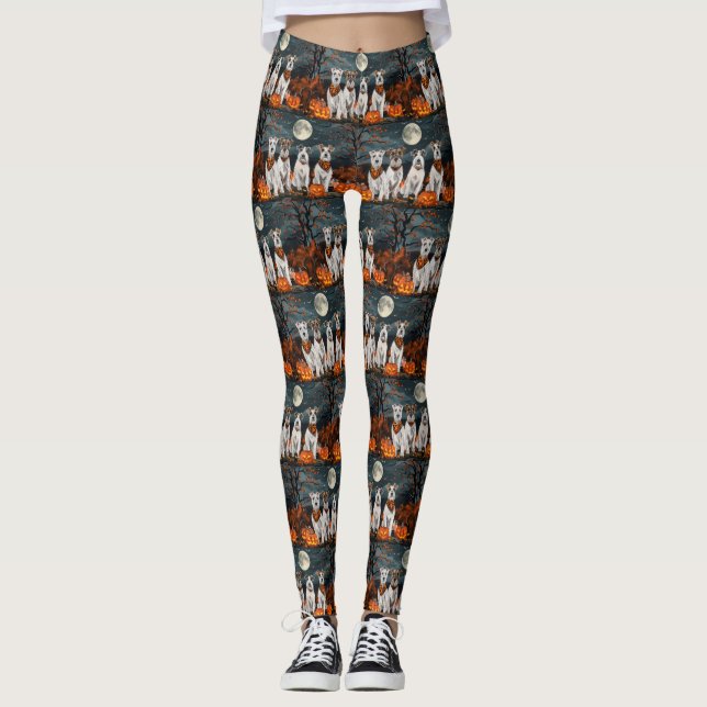 Wirefox Terrier Halloween Kuslig Leggings (Framsida)