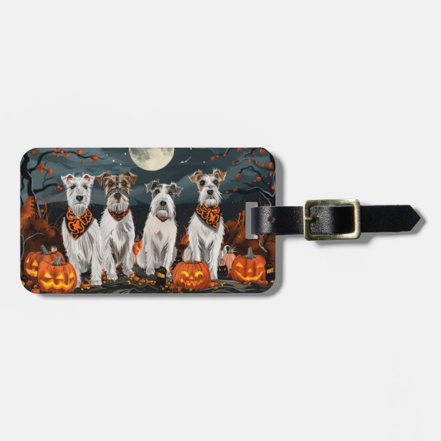 Wirefox Terrier Halloween Spooky Bagagebricka (Horisontell Framsida)