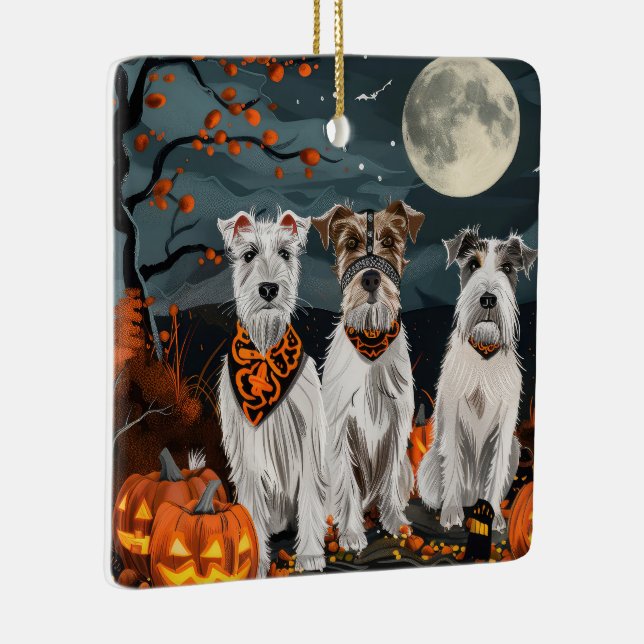 Wirefox Terrier Halloween Spooky Julgransprydnad Keramik (Höger)