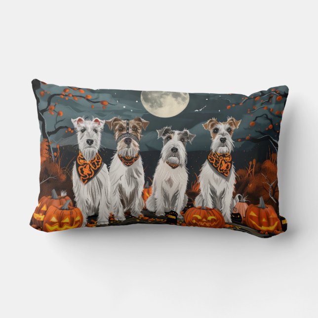 Wirefox Terrier Halloween Spooky Lumbarkudde (Baksida)