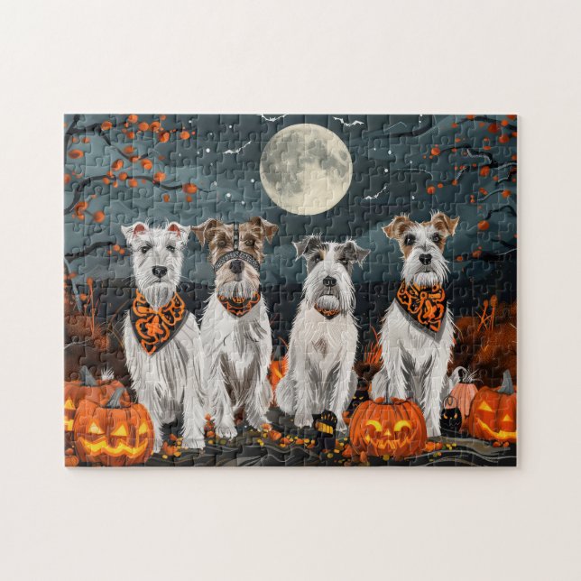 Wirefox Terrier Halloween Spooky Pussel (Horisontell)