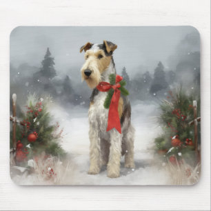 Wirefox Terrier Hund i Snö Jul Musmatta