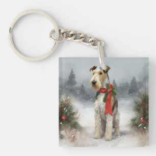 Wirefox Terrier Hund i Snö-julen
