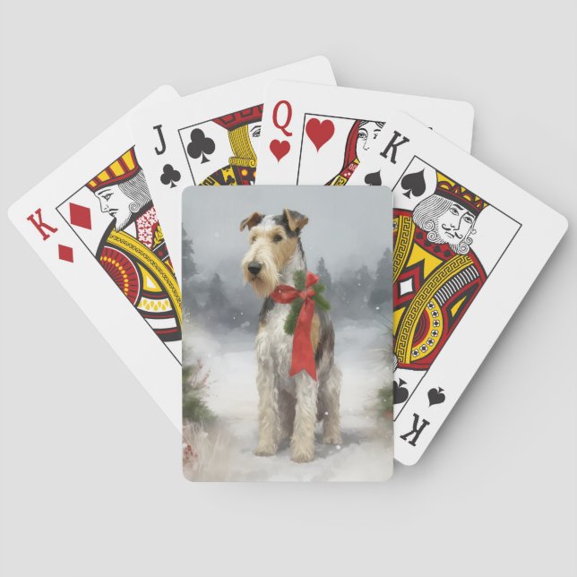 Wirefox Terrier Hund i Snö-julen Casinokort (Baksidan)