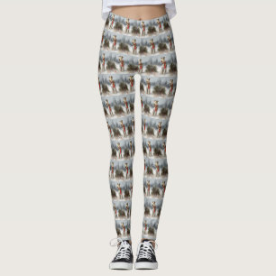 Wirefox Terrier Hund i Snö-julen Leggings