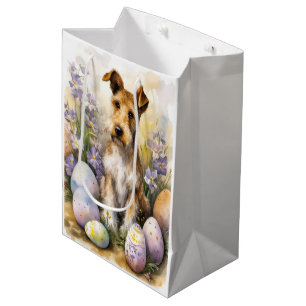 Wirefox Terrier Hund Med Påskägg Semester