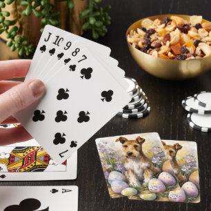 Wirefox Terrier Hund Med Påskägg Semester Casinokort