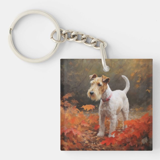Wirefox Terrier i höstlöv Fall Inspire  (Framsidan)