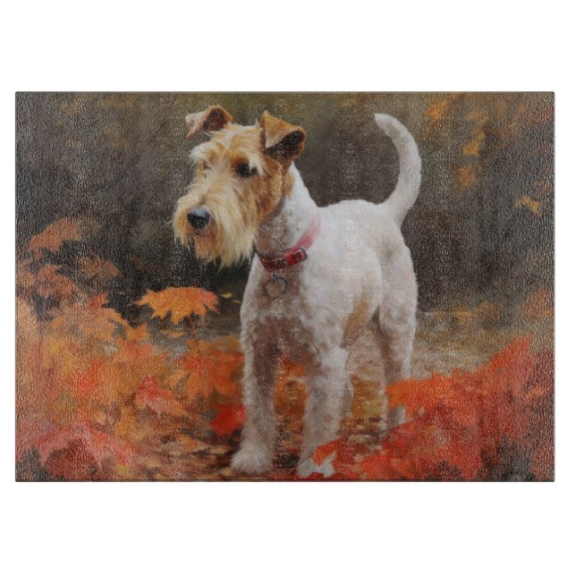 Wirefox Terrier i höstlöv Fall Inspire  (Framsidan)