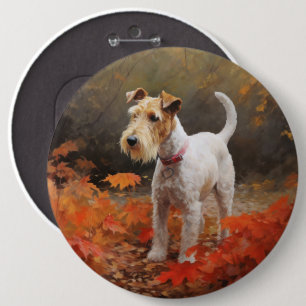Wirefox Terrier i höstlöv Fall Inspire Knapp