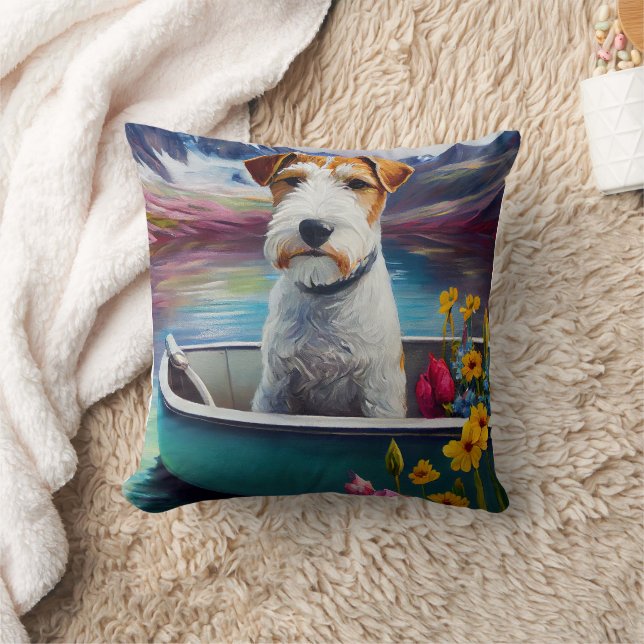 Wirefox Terrier på en Paddle: En Scenia Äventyr Kudde (Filt)