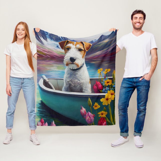 Wirefox Terrier på paddel: Ett naturskönt äventyr Fleecefilt (På plats)