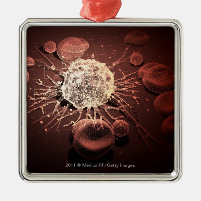 Wireframe av cancerceller julgransprydnad metall (Framsidan)