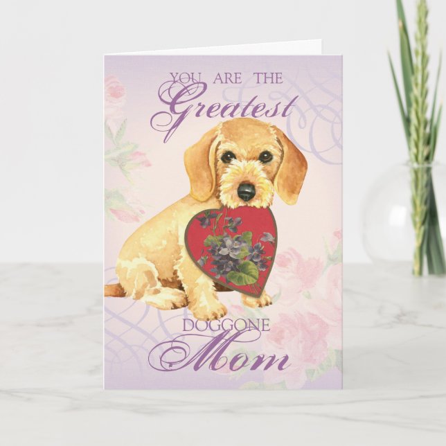 Wirehaged Dachshund Heart Mamma Kort (Framsida)