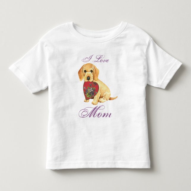 Wirehaged Dachshund Heart Mamma T Shirt (Framsida)