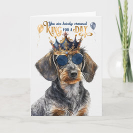 Wirehair Dachshund Hund Kung för Day Funny Birthda Kort