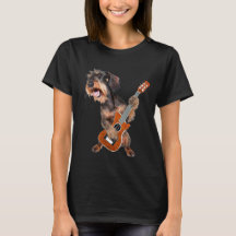 Wirehair Dachshund Hund spelar Guitar T-Shirt